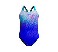 Speedo Girls Print Powerback Swimsuit Swimming Costume Deep Sapphire/Mayan Blue Size 7-8 Years