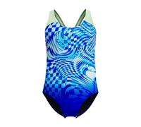 Speedo Girls Print Splashback Swimsuit Swimming Costume Deep Sapphire/Pale Clover