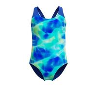 Speedo Girls Allover Printed Splashback Swimsuit - Blue/Green - Age 13-14