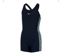 Speedo Girls Printed Leaderback Legsuit Size: 5-6 years, Colour: Navy/Pink