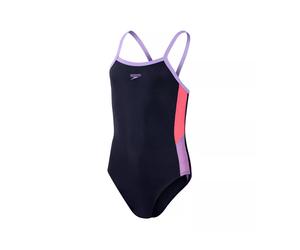 Speedo Girls Swimsuit Dive Thinstrap Navy Swimming Costume Junior 5-6 Years
