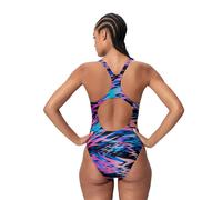 Speedo Womens Hyperboom Print Medalist Swimsuit Swimming Costume Anthracite | Swimming Costume