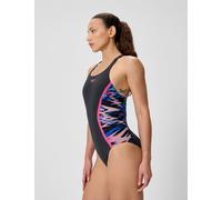 Speedo Hyperboom Splice Printed Racerback Swimsuit Black Mix