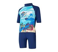 Speedo Infant Boy's Learn to Swim Sun Protection Top & Shorts | Junior Boys | Holiday Wear | UV Protection, Harmony Blue/Bondi/Becah Blue/White, 3 Years