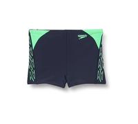 Speedo Junior Boy's Hyperboom Splice Aquashort Swimming Trunks | Chlorine Resistant | Quick Drying | Stretch Fabric | Print Detail, True Navy/Harlequin Green, 15-16 Years
