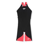 Speedo Junior Girl's Fastskin LZR Ignite Kneeskin | Competitive Racing Swimsuit, Black/Flame Red, 13-14 Years