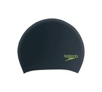 Speedo Junior Long Hair Silicone Swim Cap - Black/Green