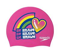 Speedo Junior Printed Silicone Cap - Rose Violet/Beautiful Blue/Bright Yellow