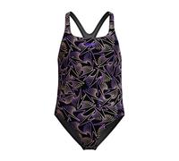 Girls Hyperboom Medalist Allover Print Swimsuit Black/Peach - 5-6 Bright Peach 5-6