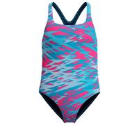 Speedo Girl's Hyperboom Print Medalist One Piece Swimsuit, Blue, 8