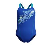 Speedo Girls Medley Logo Medalist Swimsuit - Blue/Turquoise - Age 13-14