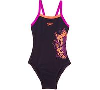 Speedo Kid's Placement Thinstrap Muscleback Swimsuit - Navy/Electric/Ignite, 24 Inch