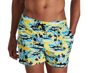 Speedo Leisure Mens Swim Shorts Yellow Printed 14 Inch Swimming Adjustable Short