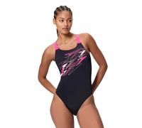 Speedo Medley Logo Medalist Swimsuit - Black/Pink
