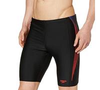 Speedo Men Placement Aqua Shorts - Black/Chroma Blue/Lava Red, Size 40