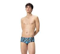 Speedo Men's 13.5cm Club Training Allover Brief Swim Trunks Swimmers Black Blue