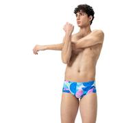 Speedo Men's 13.5cm Club Training Allover Brief Swim Trunks Swimmers Blue Pink