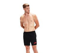 Speedo Men's 16" Watershort Swimming Trunks| Quick Dry | Comfortable Fit | Classic Style | Drawstring Waist, Black/Fed Red, M