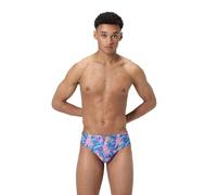 Speedo Men's 8cm Allover Digital Brief Swim Trunks Swimmers Parrot Party - Hapuna Blue Size 38