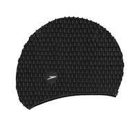 Speedo Men's Bubble Active+ Swimming Cap | Textured Design Training Aids, Black, One Size