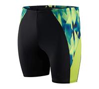 Speedo Men's Eco Endurance+ Pro Mid Length Jammer, Black/Atomic Lime/Nordic Teal, 28