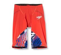 Speedo Men's Fastskin LZR Ignite Jammer | Tech Suit | Racing Suit | Racewear | FINA Approved, Flame Red/Bolt/White, 26