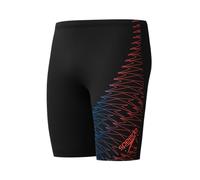Speedo Men's Gala Medley Logo Jammer | Swim Training | Technical Fabric | Athletic Design, Black/Neon Coral, 26
