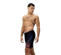 Speedo Men's Gala Medley Logo Jammer | Swim Training | Technical Fabric | Athletic Design Swimwear, Black/Neon Coral, 34
