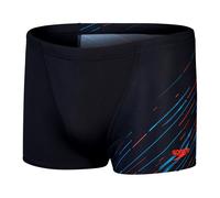 Speedo Men's Hyperboom V-Cut Aquashort | Quick Drying | Training | Fitness | Chlorine Resistant, Black/Picton Blue/Siren Red, 40
