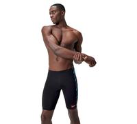 Speedo Men's Hyperboom Panel Jammer | Swim Training | Fitness | Chlorine Resistant, Black/Picton Blue/Siren Red, 34