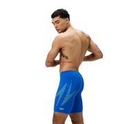 Speedo Men's Hyperboom Placement Jammer | Swim Training | Fitness | Chlorine Resistant Swimwear, Black/Alfalfa Green, 26