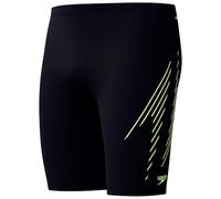 Speedo Men's Hyperboom Placement Jammer | Swim Training | Fitness | Chlorine Resistant Jammer, Black/Hyper Yellow, 26