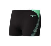 Speedo Men's Hyperboom Splice Aquashort Swimming Trunks| Quick Drying | Training | Fitness | Chlorine Resistant, Black/Alfalfa Green, 38