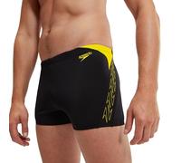 Speedo Men's Hyperboom Splice Aquashort Swimming Trunks| Quick Drying | Training | Fitness | Chlorine Resistant, Black/Yellow, 46/23