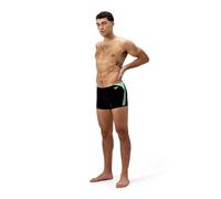 Speedo Men's Hyperboom Splice Aquashort Swimming Trunks| Quick Drying | Training | Fitness | Chlorine Resistant, Black/Alfalfa Green, 32