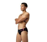 Speedo Men's Hyperboom Splice Briefs |Quick Drying | Training | Fitness | Chlorine Resistant Brief, Black/Coral Sands, 38