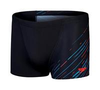 Speedo Men's Hyperboom V-Cut Aquashort | Quick Drying | Training | Fitness | Chlorine Resistant, Black/Picton Blue/Siren Red, 40