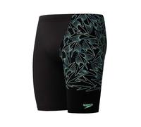 Speedo Men's Hyperboom V-Cut Jammer | Quick Drying | Training | Fitness | Chlorine Resistant, Black/Alfalfa Green, 26