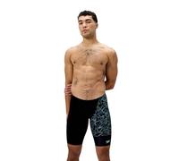 Speedo Men's Hyperboom V-Cut Jammer | Quick Drying | Training | Fitness | Chlorine Resistant Swimwear, Black/Alfalfa Green, 34