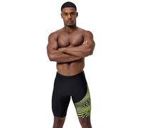 Speedo Men's Medley Logo Jammer | Swim Practice | Technical Fabric | Athletic Design Swimwear, Hyper Yellow/Cobalt/Emerald, 38