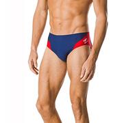 Speedo Men's Swimsuit Brief Endurance+ Splice Team Colors, Navy/Red Spark, 26