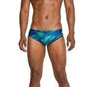 Speedo Men's Swimsuit Brief Powerflex Eco Coded Riff Team Colors Swim, Wonder Blue/Green, 28