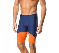 Speedo Men's Swimsuit Jammer Endurance+ Splice Team Colors, Navy/Orange Spark, 36