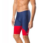 Speedo Men's Swimsuit Jammer Endurance+ Splice Team Colors, Navy/Red Spark, 26