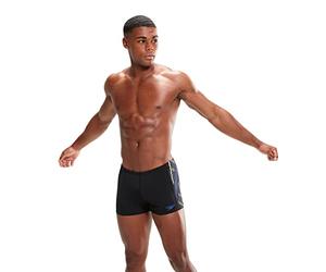 Speedo Men's Tech Panel Aquashort, Black/Chroma Blue/Spritz, 30