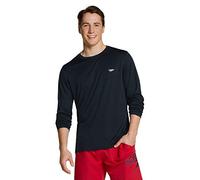 Speedo Men's Uv Swim Shirt Easy Long Sleeve Regular Fit, Basic Black, Small