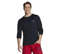 Speedo Men's Uv Swim Shirt Easy Long Sleeve Regular Fit, Basic Black, Small