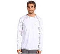Speedo Men's UV Swim Shirt Long Sleeve Loose Fit Easy Tee White