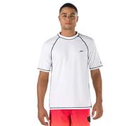 Speedo Men's Uv Swim Shirt Short-Sleeve Loose Fit Easy Tee White