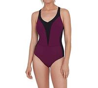 Speedo Opallux 1 Piece Swimwear, Women, womens, Swim Briefs, 8-12289D731, Black/Deep Plum, 9-Aug